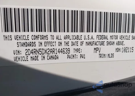 2010 Dodge Grand Caravan Sxt from USA, damaged, VIN 2D4RN5DX2AR144639